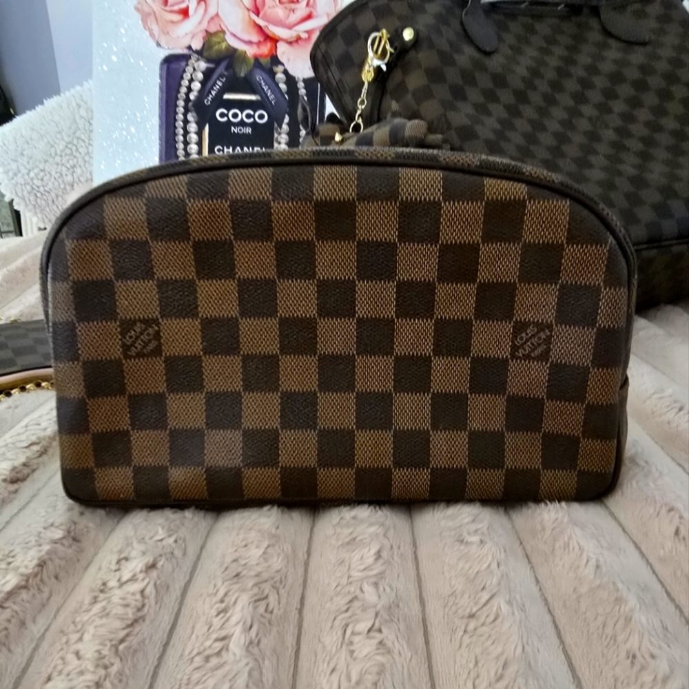 LOUIS VUITTON Trousse Toilette 25 Cosmetic Pouch Bag Damier Brown